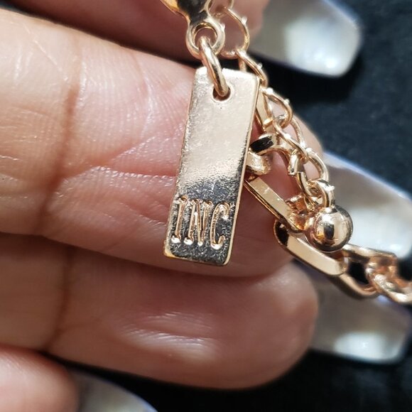 INC Women's Gold Tone Rhinestone Statement Dangle Bib Necklace - Picture 7 of 7